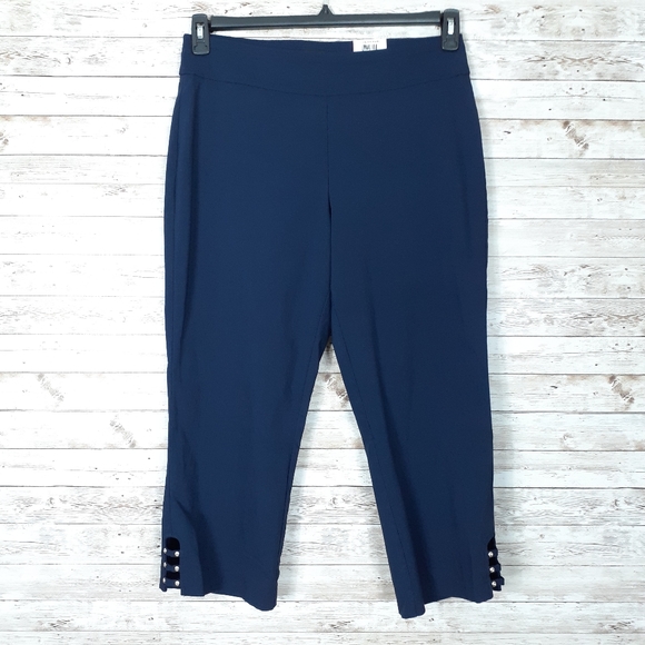 JM Collection Pants - JM Collection Plus Capri Comfort Waist Blue K